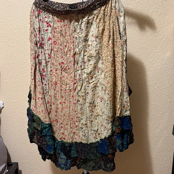 Floral Patchwork Skirt with Ruffled Hem - Picture 11 of 12